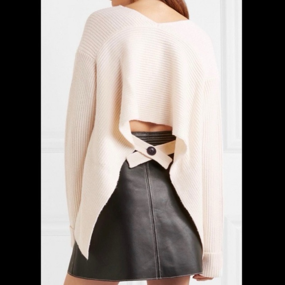 3.1 Phillip Lim‎ Grey Wool Knit Open Back sweater
